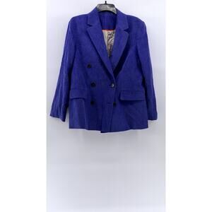 UNBRANDED Women's Purple Corduroy Double Breasted Peak Lapel Blazer SZ L